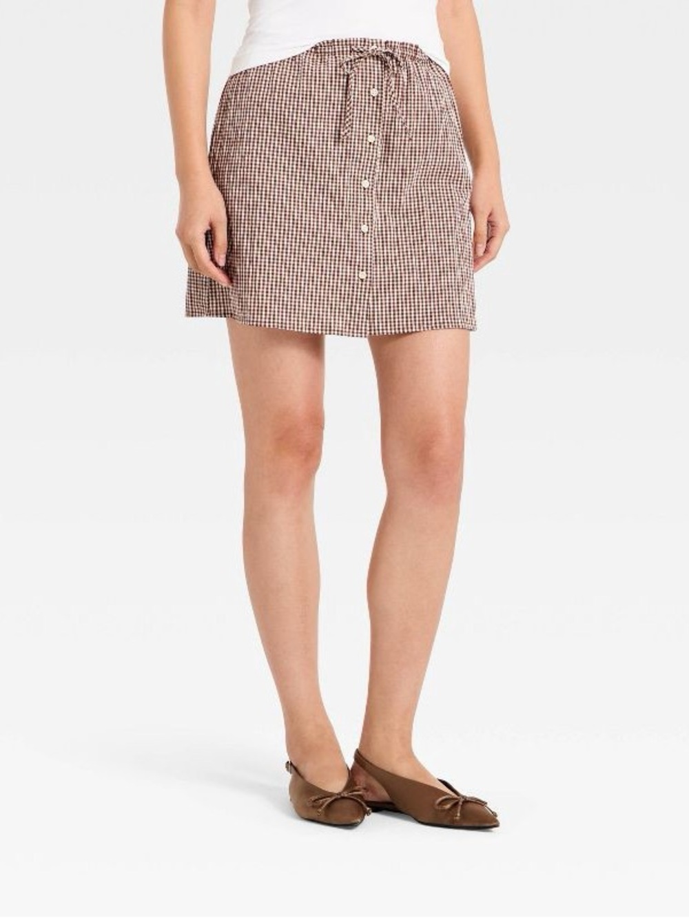 A New Day Brown Gingham Mini Skirt